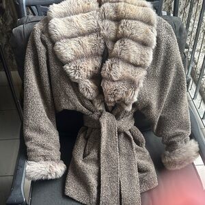 Elegant Denali Faux Fur Trimmed Women's Coat.